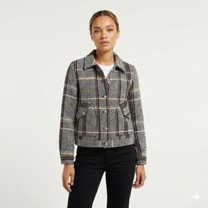 Scotch & Soda Women’s Cropped Plaid Jacket Button Front L